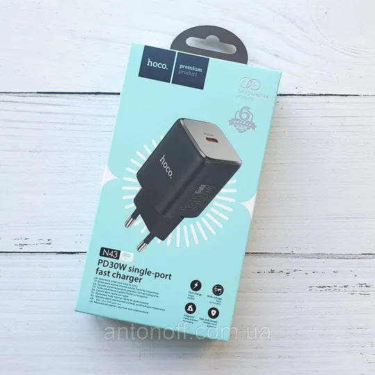 Зарядний пристрій Hoco N43 PD 30W GaN (блочок з виходом Type-C) Чорний Ціна