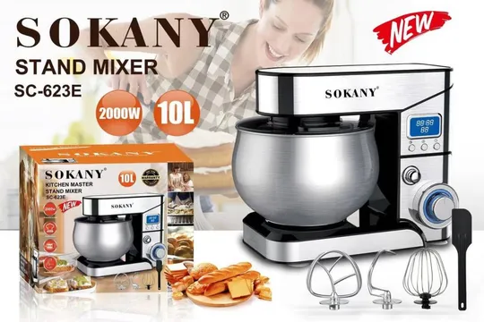Профессиональный миксер с чашей на 10 литров SOKANY SC-623E, 2000Вт Ціна