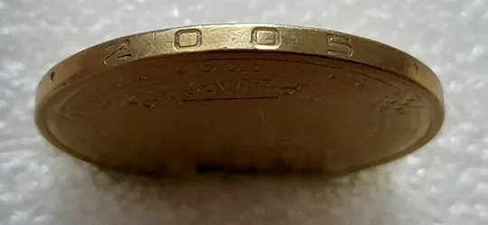 (5269) 1 гривня 2005 різновид викрошки у букві "Д" слова "ОДНА" на гурті (1 гривна 2005 брак) Де купити