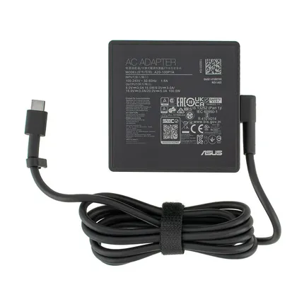 фото, Оригінальний блок живлення для ноутбука ASUS TYPE-C 100W, квадратный, black (нужен кабель!)