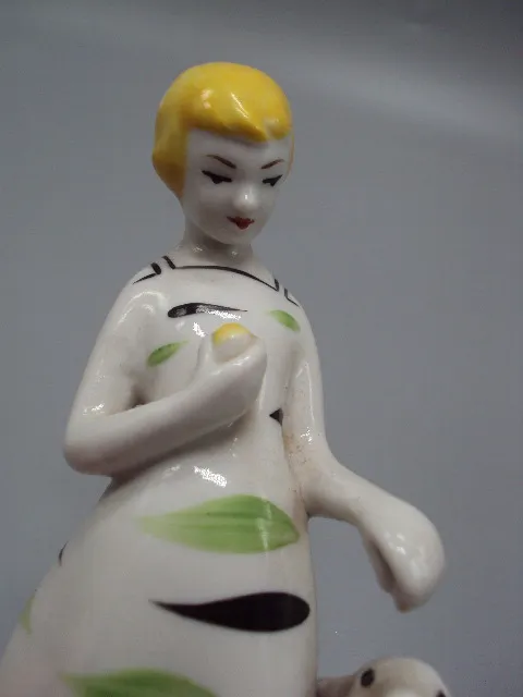 Фигура фарфор полонное ЗХК статуэтка девочка с козленком козликом высота 16 см №15610МЯ Продаж