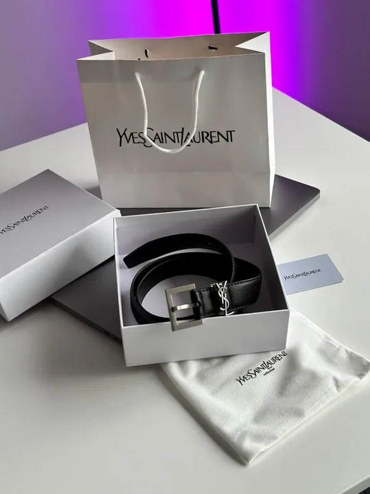 Ремінець жіночий Yves Saint Laurent Cassandre Belt With Square Buckle Black/Silver ( 66120) Характеристики