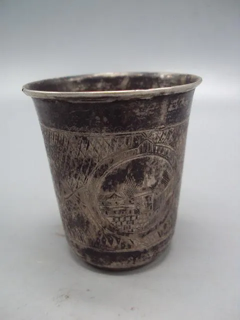 Рюмка стопка серебро 84 проба 1868 узор архитектура цветы вес 61,8 г размер 6,9х6 см №14321 Ціна