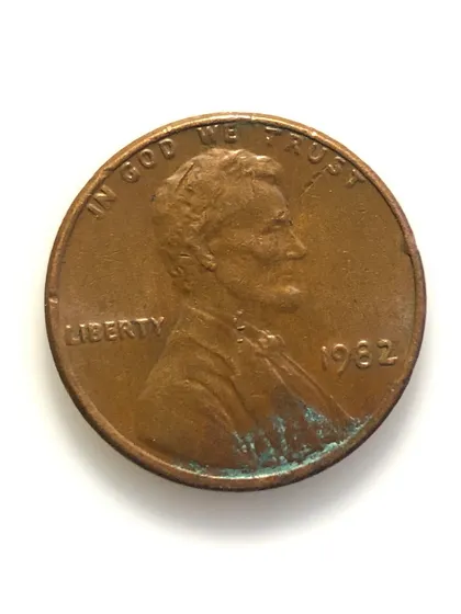 фото, #651 США 1 цент 1982 Лінкольн Цент (без мітки монетного двору) Cop. Lg. Dt.