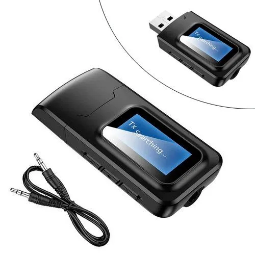 Bluetooth 5.0 аудио приемник передатчик звука с 1.2&amp;quot;ЖК, VIKEFON BT-2в1 Ціна