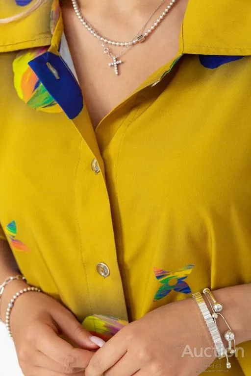 Рубашка женская батал, цвет горчичный, 102R5220 Де купити