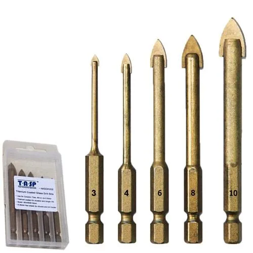 Набор сверл 5шт 3-10мм, 6-гранные, по стеклу керамике, карбид вольфрама Ціна