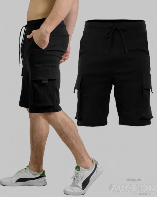 Купити Чоловічі шорти карго "Сhornobayivka" колір чорний