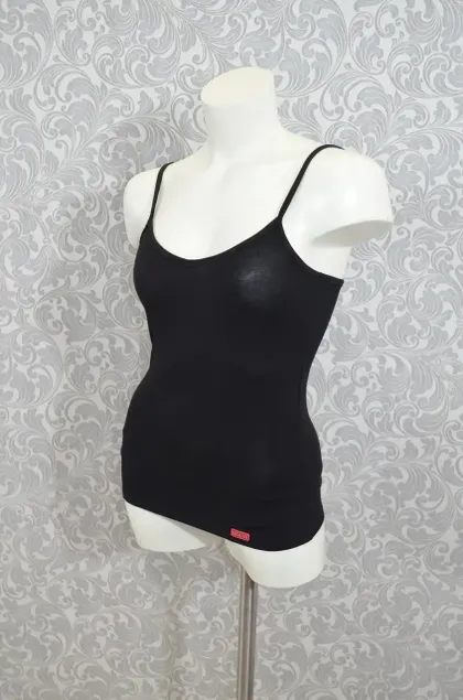 фото, Жіноча майка на тонких бретельках Lans 31/005 стрейчева чорна XL