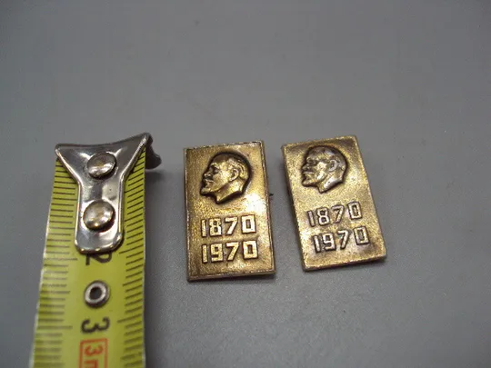 Знак Ленин 1870-1970 гг. 100 лет юбилей портрет профиль ссср лот 2 шт №17541 Ціна