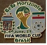 фото, Футбол - матчевый значок из серии  "Чемпионат Мира 2014"  Аргентина - Иран