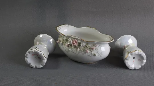 Набір свічники 2шт та овальна ваза стара радянська порцеляна Кисловодськ Вживане З аукціону