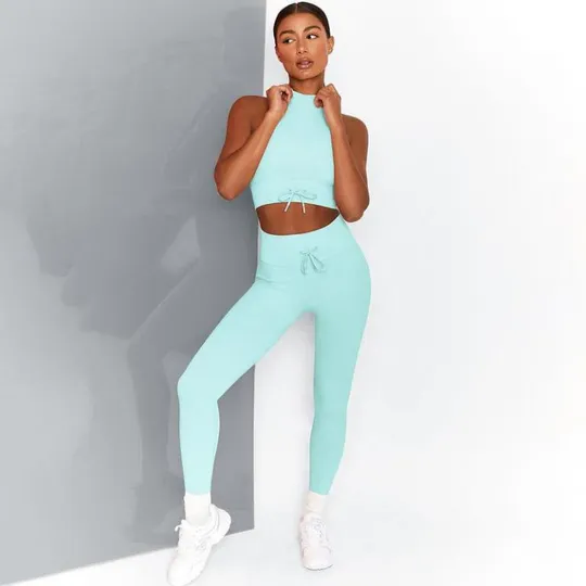 Купити Комплект для фитнеса топ и леггинсы 8344 L бирюзовый