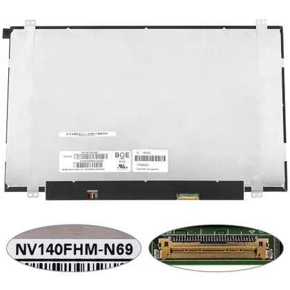 фото, Матриця 14.0 NV140FHM-N69 (1920*1080, 30pin(eDP, IPS, 400cd/m2, 100% sRGB), LED, SLIM (вертикальны ушки), матова, роз'єм праворуч