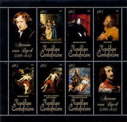 фото, ЦАР-Живопись- Антуан Ван Дейк -2011.Чистый  красивый М/Лист.MNH.