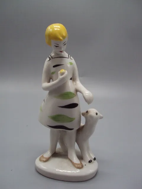 Фигура фарфор полонное ЗХК статуэтка девочка с козленком козликом высота 16 см №15610МЯ З аукціону