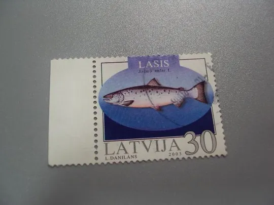 марка Латвия 2003 рыба лосось гаш №2059 Ціна