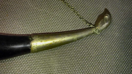 Ріг костяний старий радянський декоративний прикрашений мельхіором Вживане Інтернет-аукціон