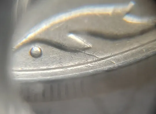 (6516) 50 копійок 2006 розкол на реверсі від канту до вінка між 4 та 5 гронами (50 копеек 2006 брак раскол трещина) Продаж