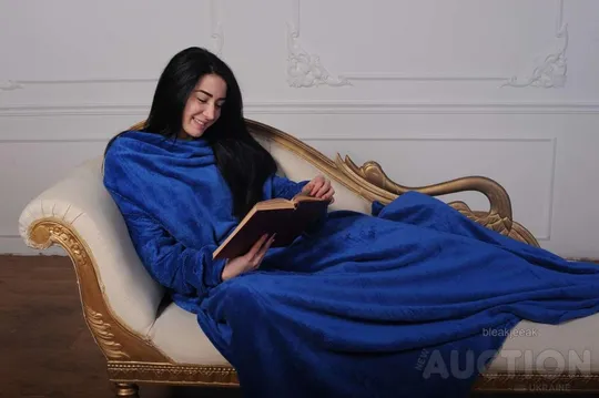 Рукоплед Плед з рукавами і кишенями з мікрофібри 200х150. синій Продаж