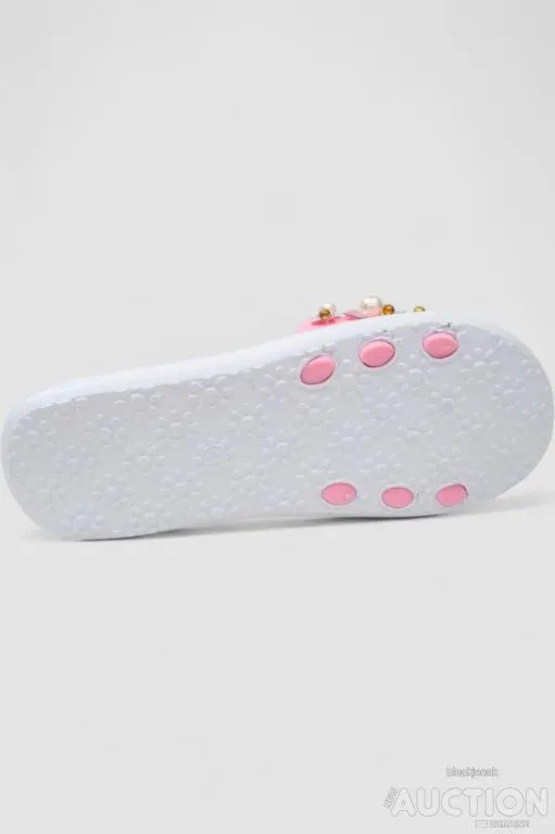 Шлепанцы женские с бусинами, цвет розово-белый, 243R8459-1 Де купити