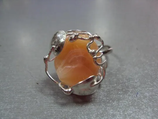 Кольцо сердолик листочки листья авторская работа серебро 925 проба Украина 14,53 г 18 р №11915 Ціна