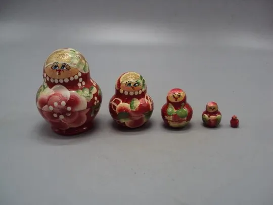 Матрешка дерево матрешки высота 1 см, 2 см, 3,4 см, 4,7 см, 6,8 см №13806 Ціна