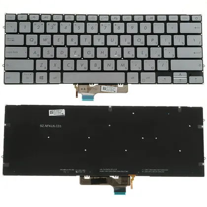 фото, Клавіатура для ноутбука ASUS (UX431 series) rus, silver, без фрейму, підсвічування клавіш