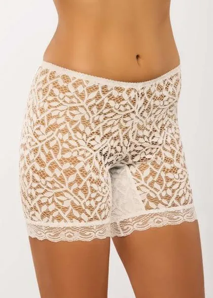 фото, Панталони мереживні з високою лінією талії Афіна 028 шампань молочні 5XL