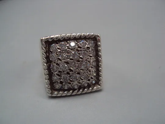 Купити Женское кольцо перстень квадрат белые вставки серебро 925 проба вес 8,58 г 16,5 размер №15583