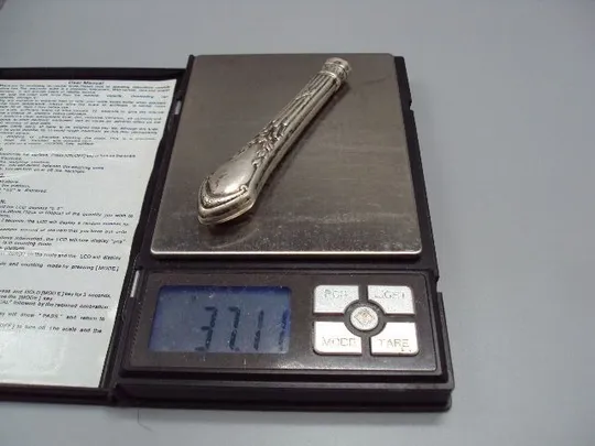 Ручка от ножа серебро Польша 3 проба клеймо HМ длина 10 см вес 37,11 г №18129 Інструкція