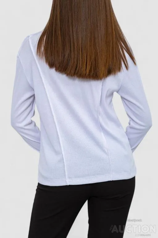 Лонгслив женский в рубчик, цвет белый, 102R325 Продаж