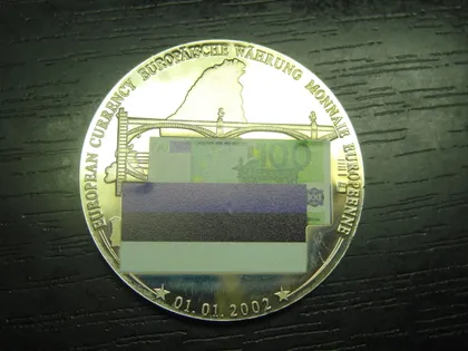 фото, Медаль 2002 Європейська валюта - 100 євро Естонія