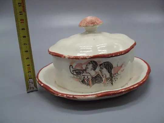 Масленка пионерия агитация фарфор Тверская губерния Калинина размер 10х15,5х11,5х8,3 см №13601 Ціна