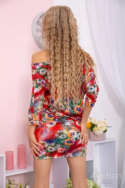 Мини-платье в цветочный принт, красного цвета, 167R105-10 Продаж