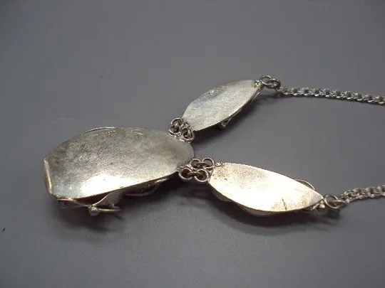 Колье ожерелье янтарь листья листочки авторская работа серебро 925 проба Украина вес 41,89 г №14131 Де купити