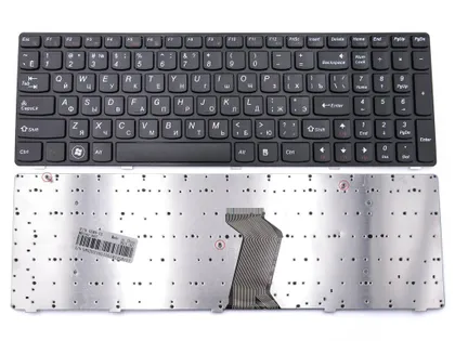 фото, Клавиатура для LENOVO Z580, Z580A, Z580AM, Z580AF ( RU Black, Черная рамка) . OEM