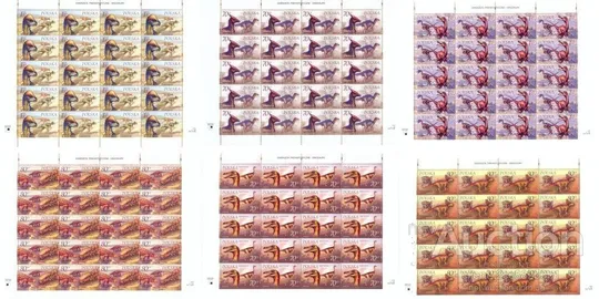 Польша-Динозавры-2000. Чистый полный красивый комплект-6 больших листа.MNH. Ціна