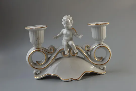 Фигура фарфор подсвечник Германия ГДР путти мальчик ангелочек ангел целый №10051 Ціна