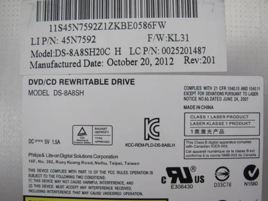 №262-13 DVD-привод 41.4SE01.001 04W1313 45N7592 для Lenovo ThinkPad L430 L440 E430 оригінал Де купити