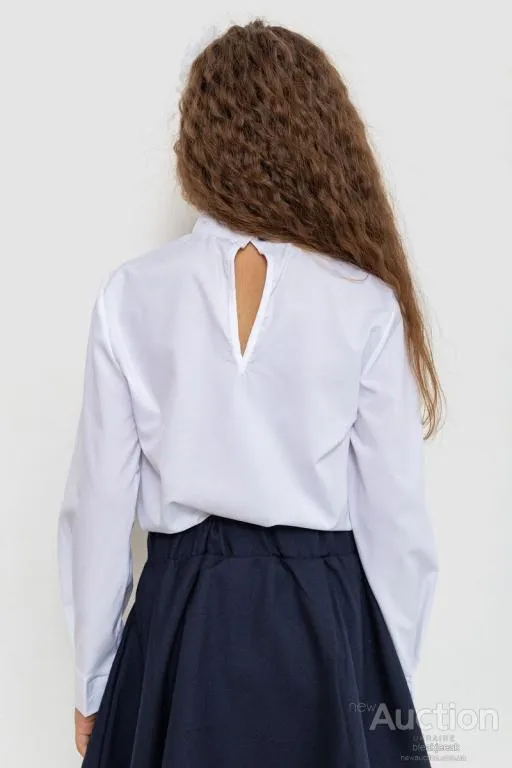 Блуза для девочек нарядная, цвет бело-синий, 172R025 Де купити