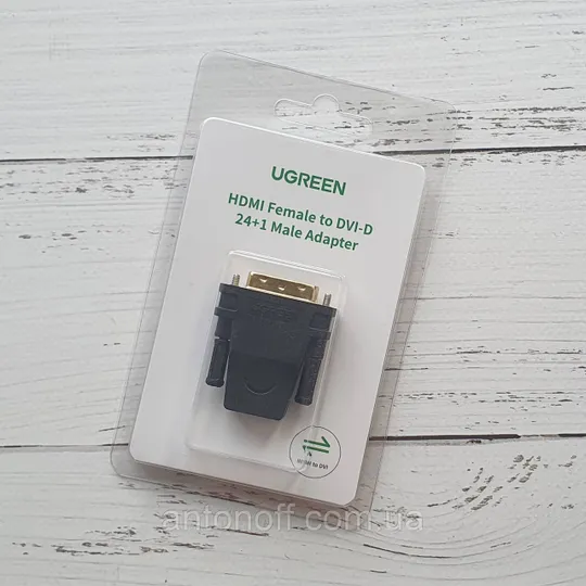 Адаптер перехідник Ugreen HDMI to DVI-D (24+1) 20124 / HDMI Female to DVI-D Male Adapter Чорний Ціна