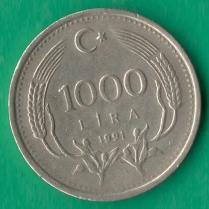 фото, 1000 лір 1991 року Туреччина [МШ]