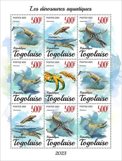 фото, Того- Динозавры океана -2023.Чистый полный комплект-Блок+М/Лист.MNH.