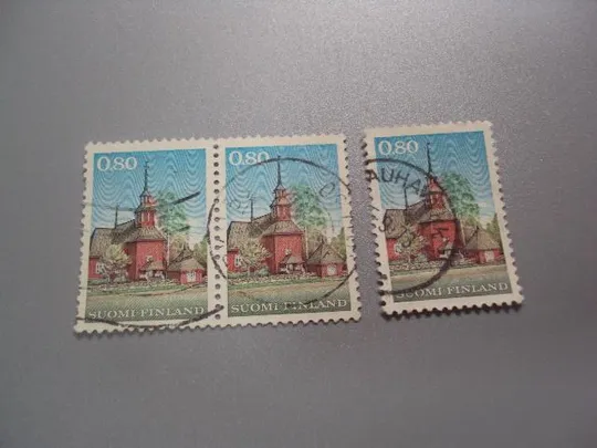 марки сцепка Финляндия 1970 стандарт архитектура здание Кирха церковь лот 3 шт гаш №2113 Ціна