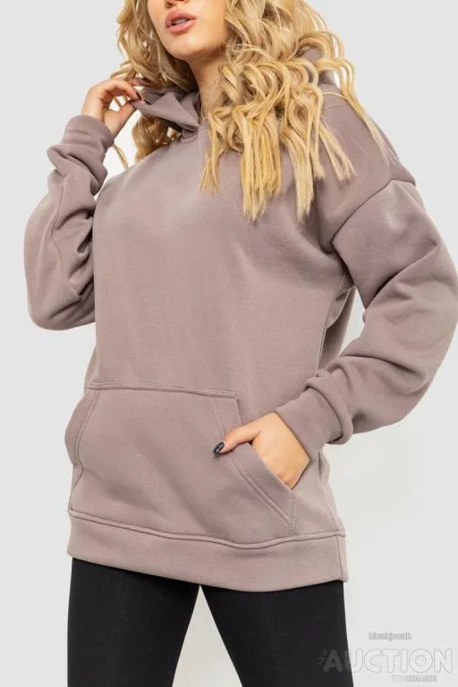 Худи женский на флисе, цвет темно-бежевый, 241R3210 З аукціону