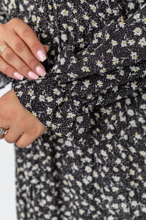 Платье шифоновое с принтом, цвет черный, 204R201-1 Де купити