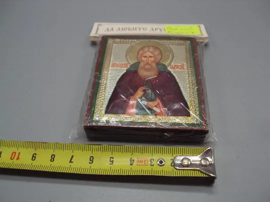 Икона Святой преподобный Сергий Радонежский чудотворец иконка размер 7,5 х 6,3 см №14733с Недорого