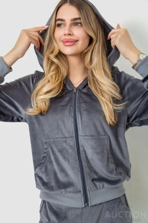 Спорт костюм женский велюровый, цвет серый, 244R9110 Де купити