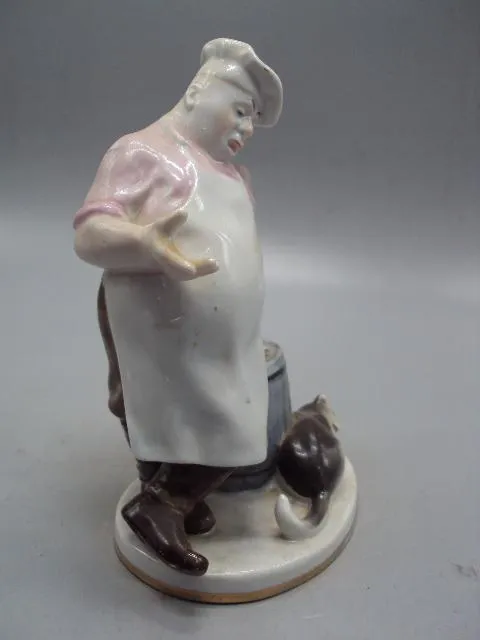 Фигура фарфор статуэтка ЛФЗ кот и повар басня Крылова высота 17,5 см №13926 Де купити